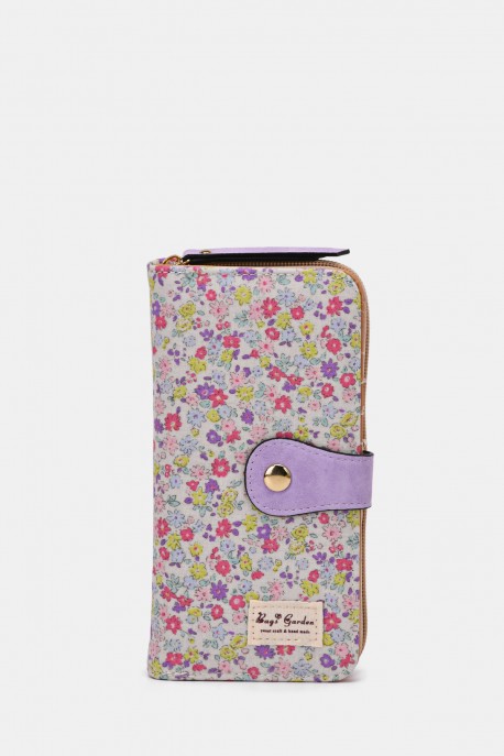 BG4243 Porte-carte / Porte-monnaie motif fleurs liberty : couleur:Violet