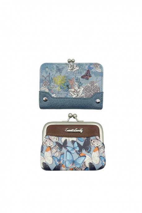 HD-23-24B Sweet & Candy Synthetic Coin Purse Wallet - Butterfly : colour:Blue