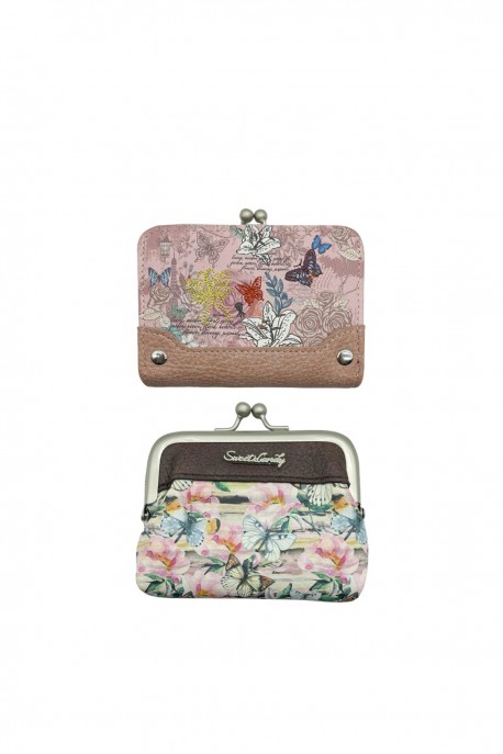 HD-23-24B Sweet & Candy Synthetic Coin Purse Wallet - Butterfly : colour:Pink