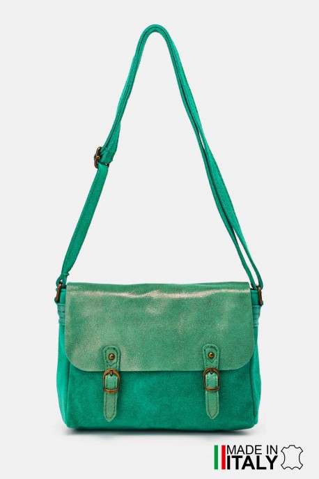 Sac bandoulière Gibecière en Cuir ZE-9006 : couleur:Emeraude