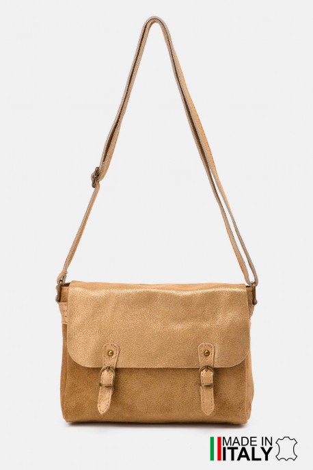 Sac bandoulière Gibecière en Cuir ZE-9006 : couleur:Noix
