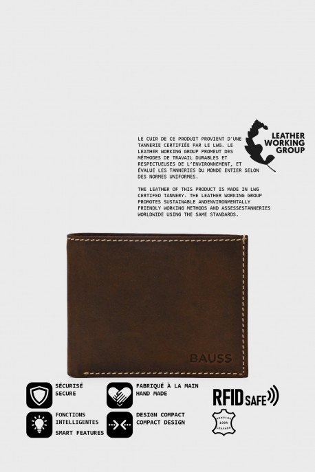 B429AV Portefeuille en cuir BAUSS® - AVENTURA - Avec protection RFID