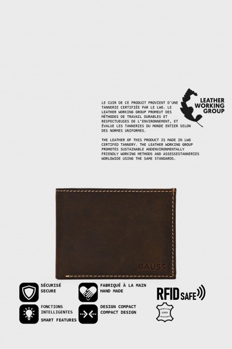BAUSS® - B433AV leather wallet - With protection RFID