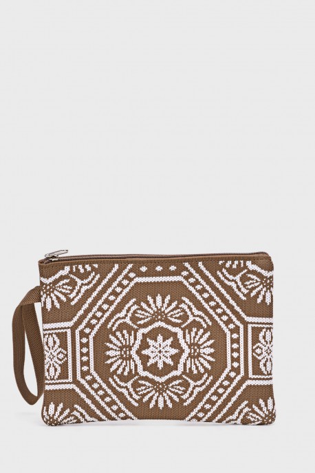 KJ-2425-2 Sac pochette main en textile style tricot
