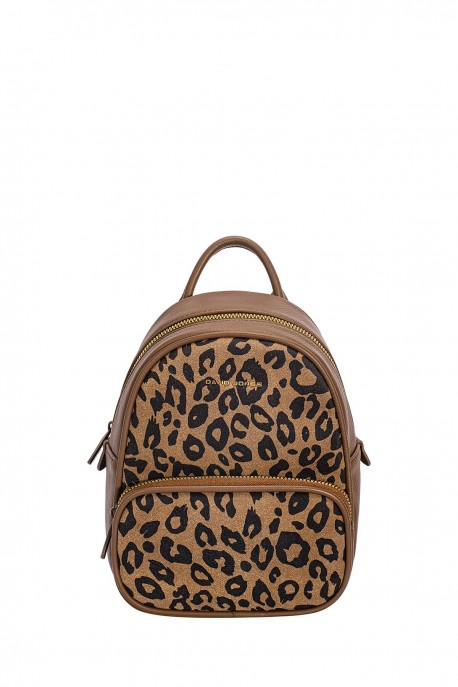 CM7637 David Jones Leopard Print Backpack : colour:Brun cacao (COCOA BROWN)