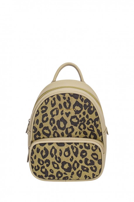 CM7637 David Jones Leopard Print Backpack : colour:OLIVE BRANCH