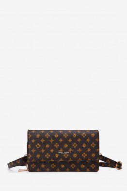 KJ8240 Sac pochette bandoulière rabat imprimé monogramme