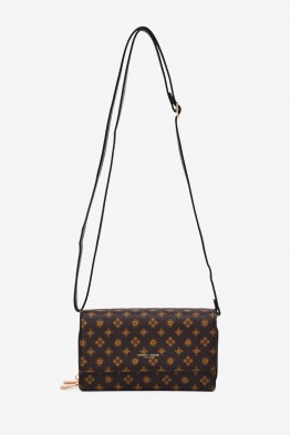 KJ8210 Sac pochette bandoulière rabat imprimé monogramme
