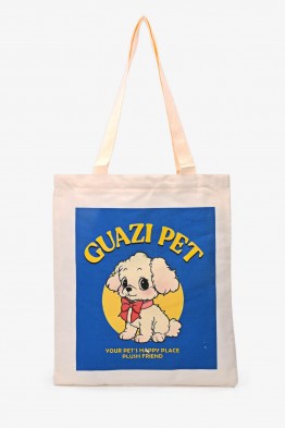 KJ81096-CHIEN Sac cabas tote bag chat textile