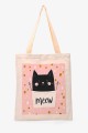 KJ81096-CHIEN Sac cabas tote bag chat textile