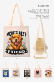 KJ81096-CHIEN Sac cabas tote bag chat textile
