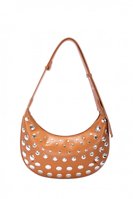 CM7870 David Jones rivet Shoulder Bag : colour:Cognac