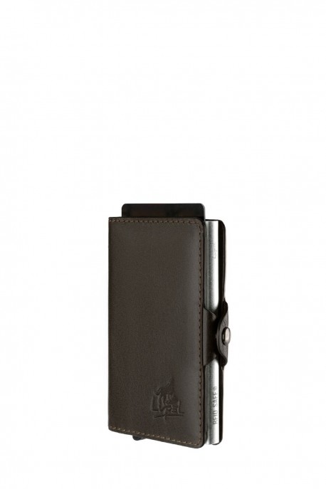 Lupel L681SH Cowhide leather wallet card holder and aluminum case with RFID protection : colour:Brown