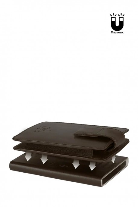 Lupel L683SH Duo magnétique boitier Porte-carte en cuir de vachette avec protection RFID