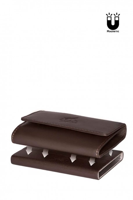 Lupel L684SH Duo Magnetic Leather Case Card Wallet and Keyring with RFID protection