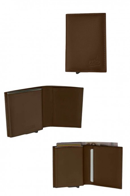 Lupel L688SH Portefeuille porte carte en cuir de vachette et boitier avec protection RFID