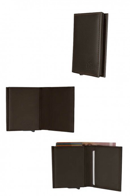 Lupel L688SH Cowhide leather wallet card holder and case with RFID protection : colour:Brown
