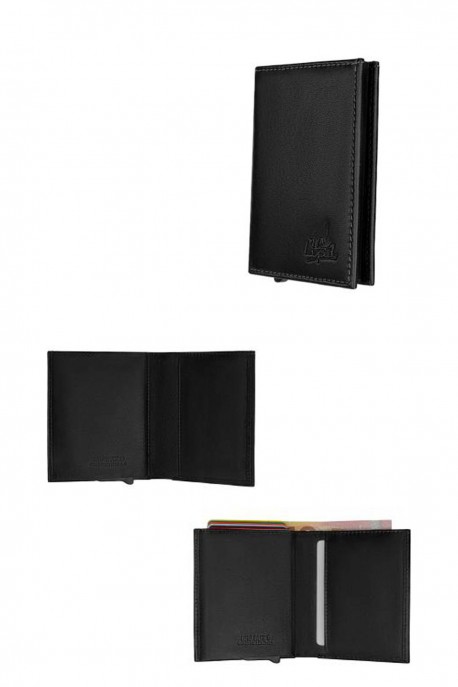 Lupel L688SH Cowhide leather wallet card holder and case with RFID protection : colour:Black