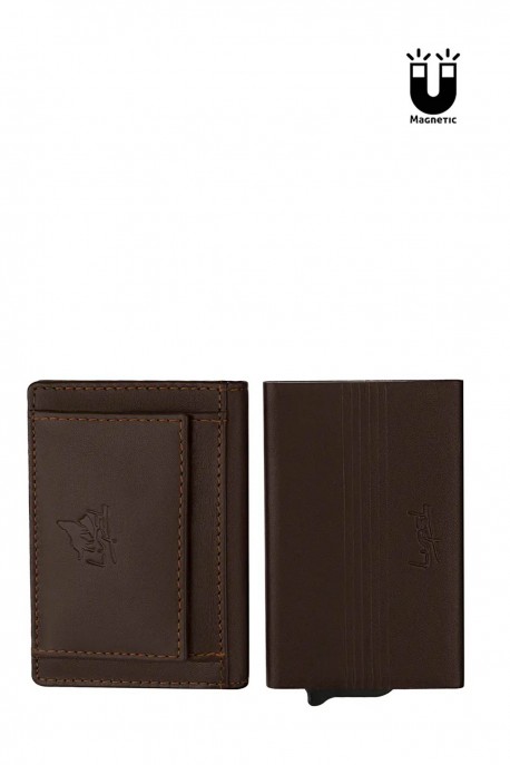 Lupel L693SH Duo Magnetic Case Card Wallet in cowhide with RFID protection