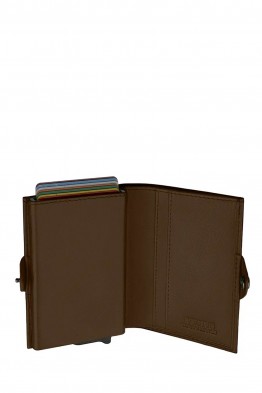 Lupel L698SH Portefeuille porte carte en cuir de vachette et boitier aluminium avec protection RFID