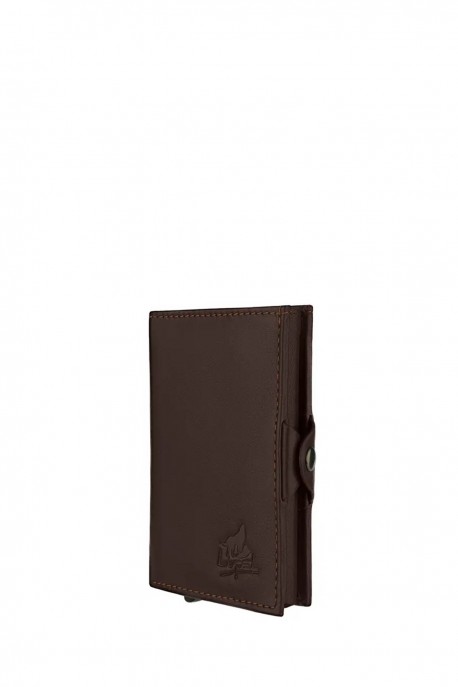 Lupel L698SH Portefeuille porte carte en cuir de vachette et boitier aluminium avec protection RFID : couleur:Marron (Brown)