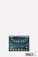 Porte-monnaie Pochette cuir métallisé avec clous rivet ZE-8007-MT