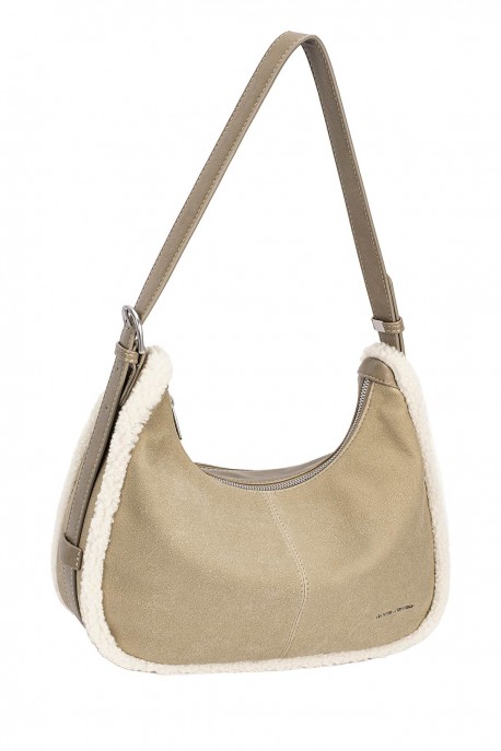 Sac à main bordure mouton David Jones CM7754 : couleur:Taupe chaud (WARM TAUPE)
