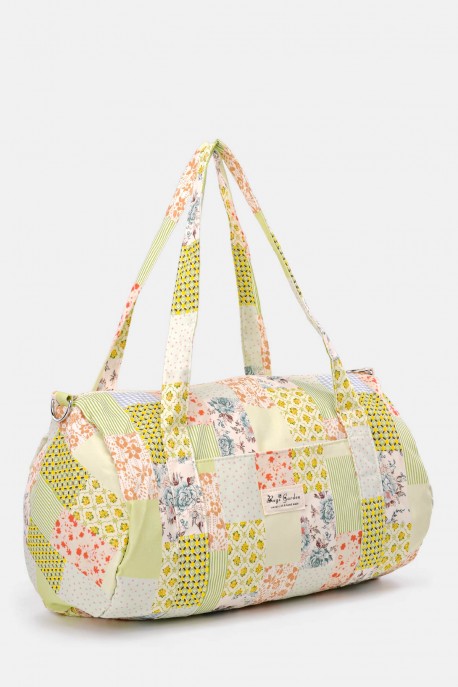 BG-6723 Sac à langer polochon textile motif fleurs liberty : couleur:Vert (Green)