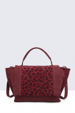 28853-BV Sac cabas léopard synthétique effet nubuck avec rabat