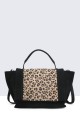 28853-BV Synthetic nubuck effect leopard tote bag with flap