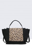28853-BV Synthetic nubuck effect leopard tote bag with flap