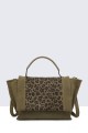 28853-BV Synthetic nubuck effect leopard tote bag with flap