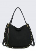 11140-BV Sac à main épaule effet nubuck avec ornements métalliques