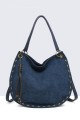 11140-BV Sac à main épaule effet nubuck avec ornements métalliques