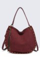 11140-BV Sac à main épaule effet nubuck avec ornements métalliques