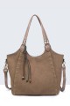 11141-BV Nubuck-effect shoulder handbag with metal embellishments