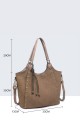 11141-BV Nubuck-effect shoulder handbag with metal embellishments