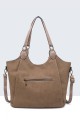 11141-BV Nubuck-effect shoulder handbag with metal embellishments