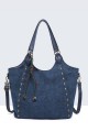 11141-BV Nubuck-effect shoulder handbag with metal embellishments