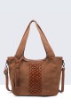 28889-BV Nubuck-effect shoulder handbag with braided design