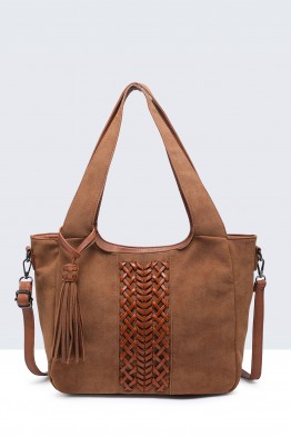 28889-BV Sac à main épaule effet nubuck avec tressages