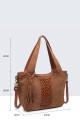 28889-BV Nubuck-effect shoulder handbag with braided design