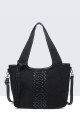 28889-BV Nubuck-effect shoulder handbag with braided design