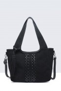 28889-BV Nubuck-effect shoulder handbag with braided design