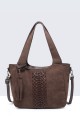 28889-BV Nubuck-effect shoulder handbag with braided design