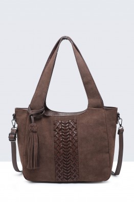 28889-BV Sac à main épaule effet nubuck avec tressages