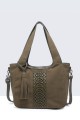 28889-BV Nubuck-effect shoulder handbag with braided design