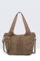 28889-BV Nubuck-effect shoulder handbag with braided design