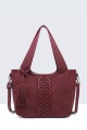 28889-BV Nubuck-effect shoulder handbag with braided design