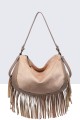 33004-BV Sac à main épaule effet nubuck avec franges